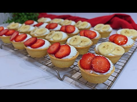 تارتولات بعجينة مقرمشة و كريمة خفيفة و لذيذة جدا 😋