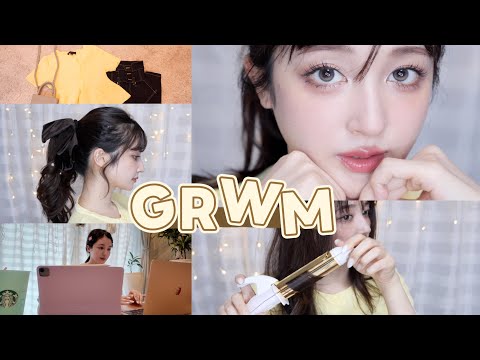 【GRWM】軽くモーニングルーティン☕️一緒に準備していこう〜♡メイク|ファッション|サプリ|ヘアアレンジ