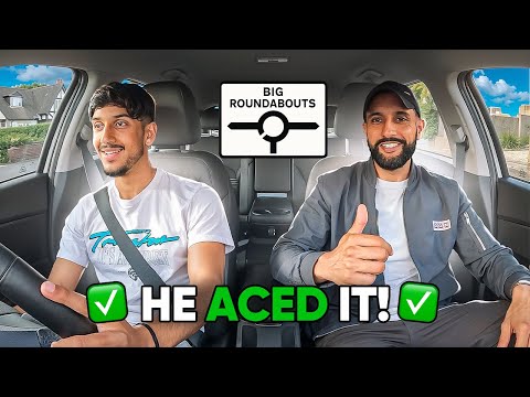 First Time Turning Right at Big UK Roundabouts - He Aced It!