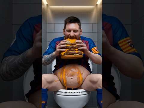 Messi Obeso Comia Hambúrguer Escondido no Banheiro!! #futebol #messi #cristianoronaldo