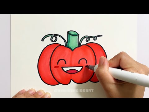 How to Draw a Cute Pumpkin 🎃