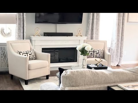 LIVING ROOM DECORATE WITH ME|MODERN GLAM & NEUTRAL