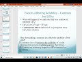 Solubility and Common Ion Effects