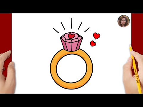 Como dibujar un anillo de diamante | Dibujo del día de San Valentín | Dibujos Felices