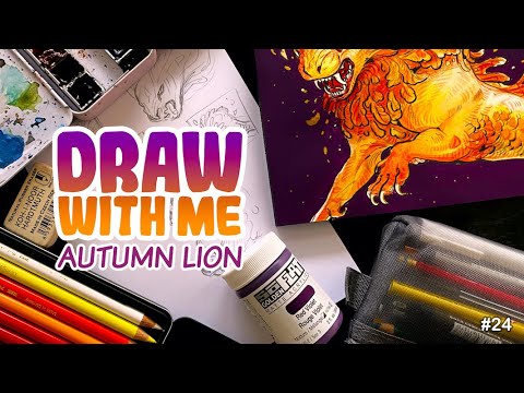 A leafy autumn lion dragon 🍁 DRAW WITH ME Ep 24