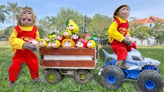 Smart BonBo go fishing Catch cute Chick, take care of ducklings Baby Monkey and bath in the bathroom