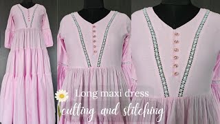 ✨️Long Maxi Dress With Placket Neckline/Maxi Dress Cutting & Stitching/buttoned Neck with Joint lace