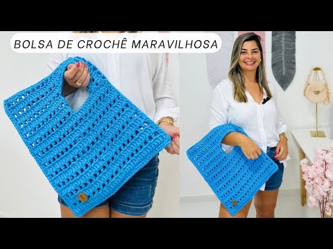 Bolsa de Crochê Maravilhosa - Bolsa Celeste Suellen Pontes