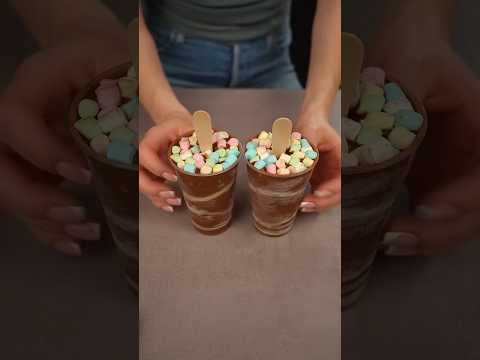 Dubai-Schokoladeneis mit Marshmallows im Becher #asmr