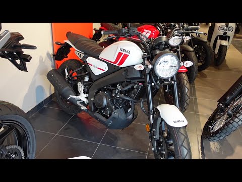 YAMAHA XSR 125 motorcycle 2023 white color - walkaround