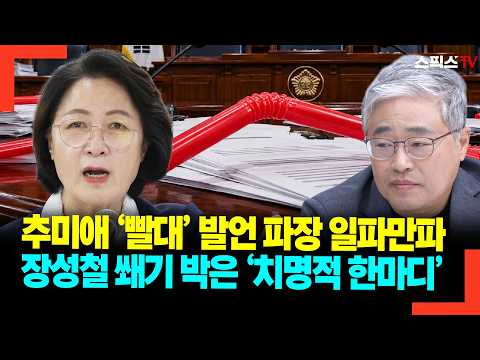 추미애 ‘빨대’ 발언 파장 일파만파 장성철 쐐기 박은 ‘치명적 한마디’