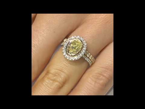 Yellow Diamond Oval Halo Engagement Ring