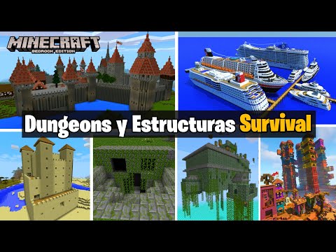 NUEVAS DUNGEONS Y ESTRUCTURAS para tu SURVIVAL de MINECRAFT PE 1.21 BEDROCK MAZMORRAS Y GEFES ADDON