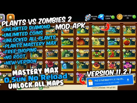 Plants VS Zombies 2 Mod Apk New 2024 V11.2.1 - Unlimited Diamond & All Plants Unlocked Max Level