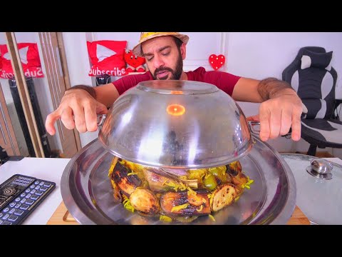 تحدي  المقلوبة  الفلسطينية بموزات الغنم Palestinian Maqluba Challenge Eating Show Mukbang