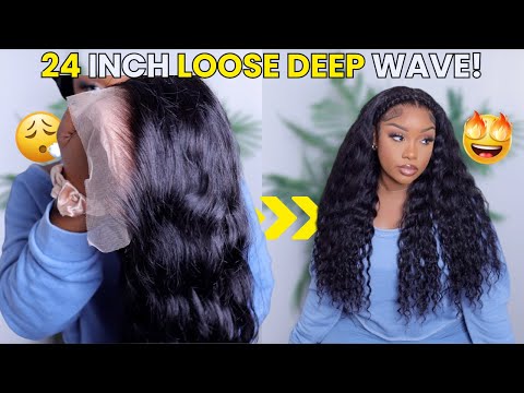 24” Loose Deep Wave Wig! Pre-Plucked & Bleached – Wiggins Hair Is a Must-Have! 🤩