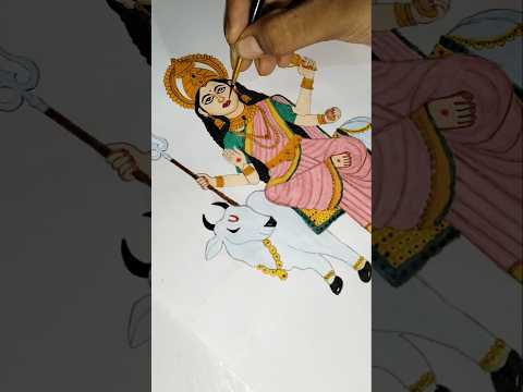 Day-1 maa shailaputri painting ❤️🙏#shorts #painting #maa durga #ytshorts #viralshort