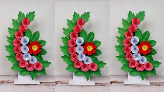 diy flower bucket | beautiful bouquet making with paper