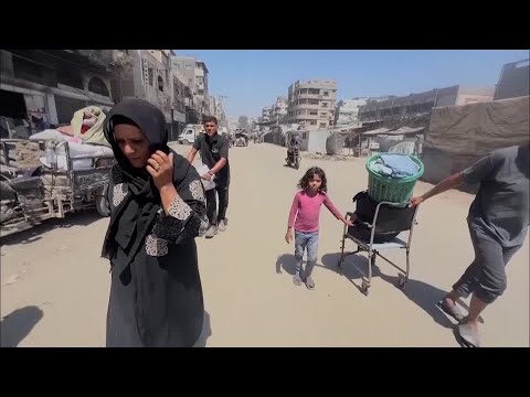 YouTube video thumbnail: Families Flee Gaza City After Israeli Bombardment