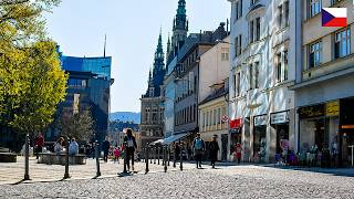 cold in Liberec city daily life in czech republic cctv style view 4k