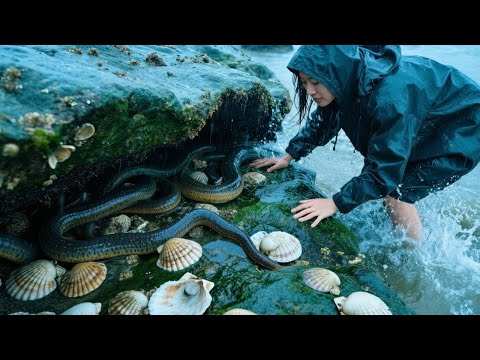 【English sub】小章赶海发大财，比胳膊还粗的海鳗价值上百，下一秒竟还遇到名贵石斑鱼【赶海小章官方频道】