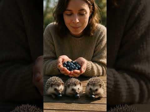 hedgehog enjoying blueberries