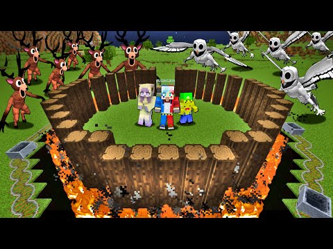 大量の『危険な森』のバケモノ vs 最強セキュリティ基地🔥【マイクラ マインクラフト】ぽっぴんず