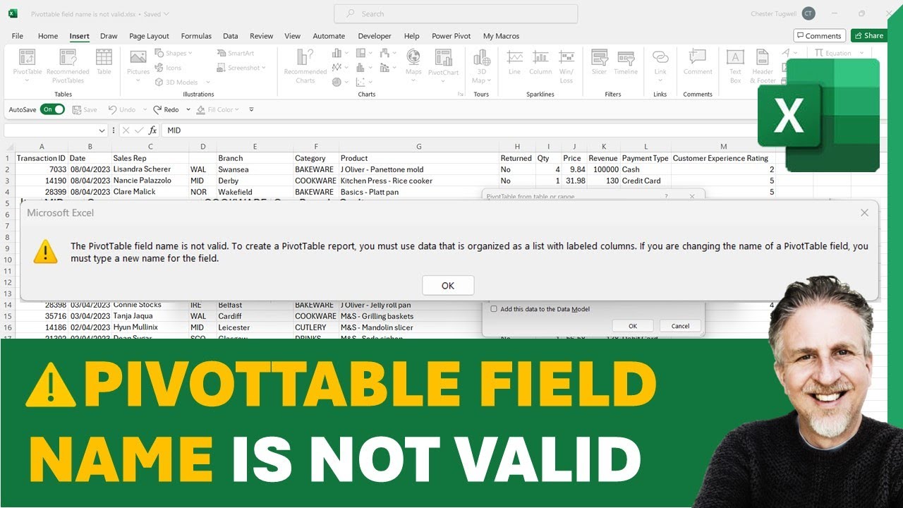 ??Fix ‘The PivotTable field name is not valid’ Error When Trying to Create or Refresh a PivotTable