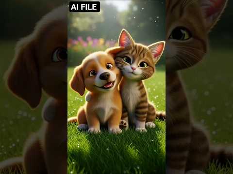 “बिल्ली ने कुत्ते से कहा Sorry 🐱🐶”👉 “दोस्ती टूटी… फिर जुड़ी ” #cat #dog #shortsfeed #cartoon #ai