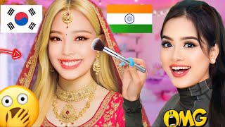 I Transformed KOREAN Girl 🇰🇷 into INDIAN Bride Girl 🇮🇳  *OMG* Transformation 😱