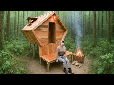 How I Built a Secret Cabin in the Woods! Bushcraft Trip