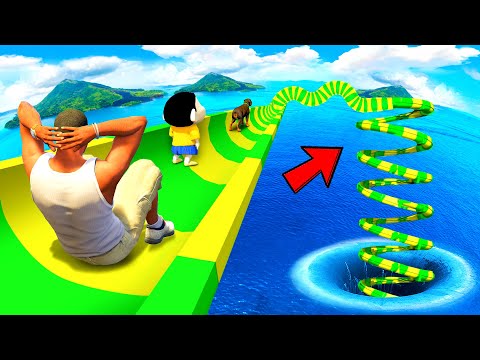 SHINCHAN AND FRANKLIN FOUND A SPECIAL WATER SLIDE ON HIS ROOF IN GTA 5