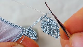 Gümüş yaprakla kolay ve gösterişli çeyizlik tığ oyası