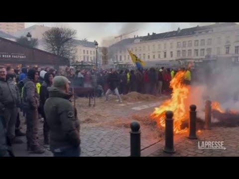 Roghi fuori dal Parlamento europeo a Bruxelles: si inasprisce la protesta degli agricoltori