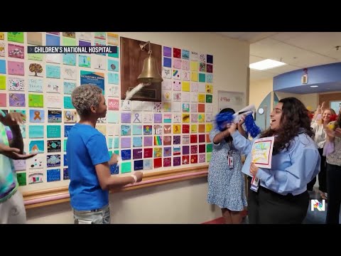 Teen celebrates finishing cancer treatment with surprise from friends