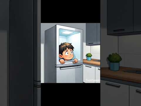 फ्रिज के अंदर की जादुई दुनिया। A magical world inside a refrigerator. #shorts #aianimation #cartoon