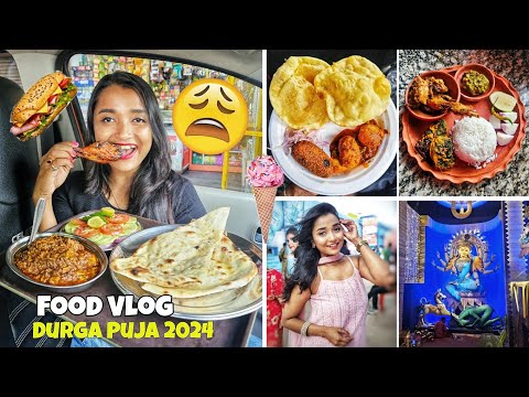 Vlog - Everything I Ate on Durga Pujo 2024 - Polao, Chicken Kasha, Bhetki Fry More - FOOD CHALLENGE