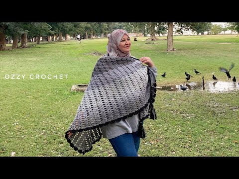 شال كروشيه مثلث / اسكارف مثلث بغرزة الصدفة #crochet_stitches  #crochet_shawl