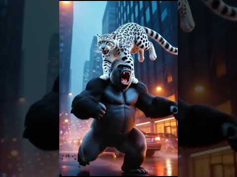🔥 Gorilla vs Snow Leopard | दोनों की नज़रें मिलीं… और जंग शुरू हुई! 🦍🐆 | Epic Animal Battle in City