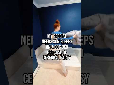 My son sleeps on a dog bed😲 #cerebralpalsy #epilepsy