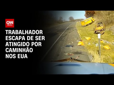 Trabalhador escapa de ser atingido por caminhão nos EUA | CNN PRIME TIME