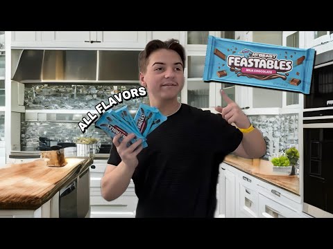 Trying All The MrBeast FEASTABLES Chocolate Bars!