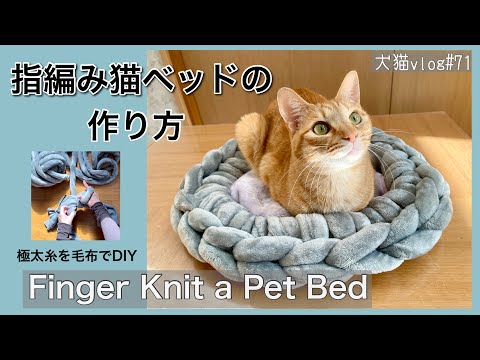 【DIY PET BED】指編み犬猫ベッドの作り方 犬猫vlog#71