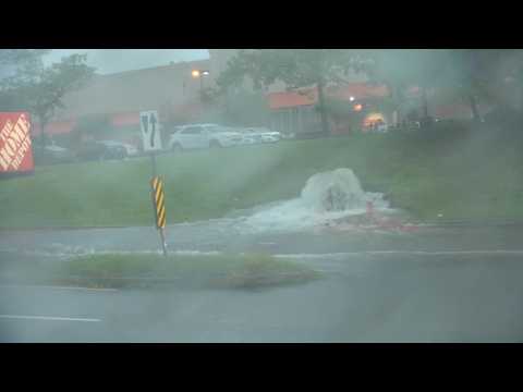 Watch: Water flows from sewer near Mechanicsville Home Depot amid storms