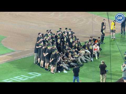 Walker Buehler, Manny Machado &amp; Padres celebrate at Dodger Stadium after clinching postseason berth