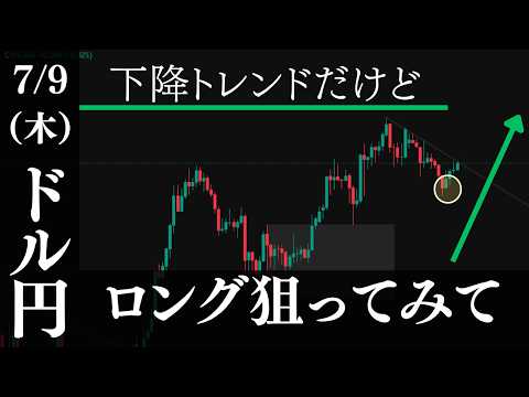 ドル円1時間足下降トレンドだけど仕掛けはロング狙ってみて【USDJPYチャート分析予想】