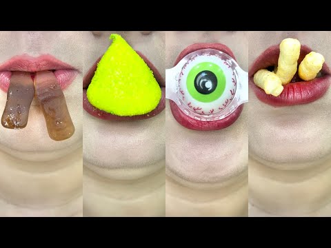 Asmr makan sesuai emoji candy, jelly food challenge lips eating sounds #asmr #mukbang #eating