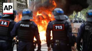 YouTube video thumbnail: Students in France Set Trash Bins Ablaze During Protest Over School Funding