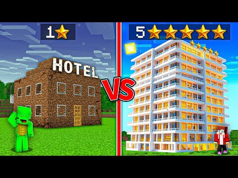 JJ vs Mikey : 5 Star RICH HOTEL JJ vs 1 Star POOR HOTEL Mikey in Minecraft ?! - Maizen JJ Mikey!