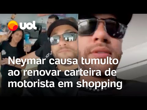 Neymar causa tumulto ao renovar carteira de motorista em shopping; veja vídeo